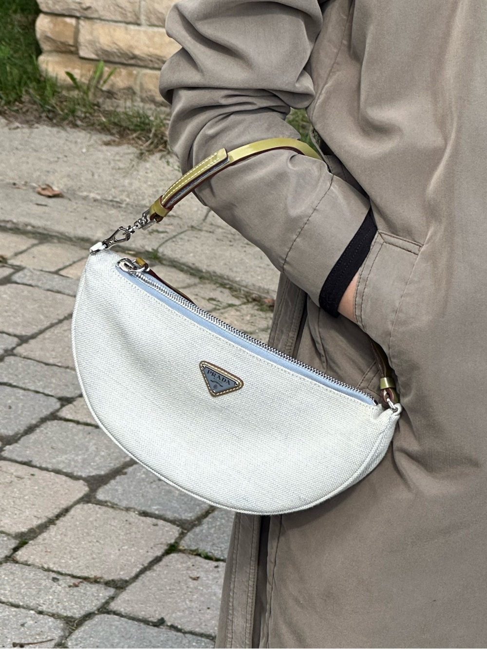 PRADA Rare Light Denim Canvas Crescent Shoulder Bag